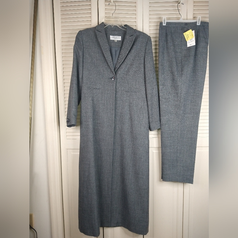 Gray Women's Maxi Coat and Pants Set